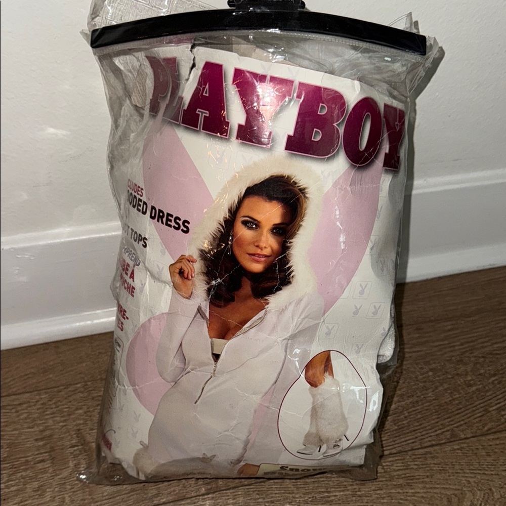 Playboy Cozy White Hooded Dress SNOW BUNNY